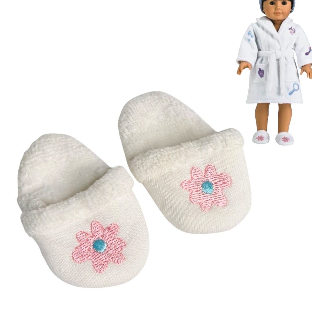American Girl Doll Slippers Spa Robe & Slippers Accessory Shoes Terrycloth White